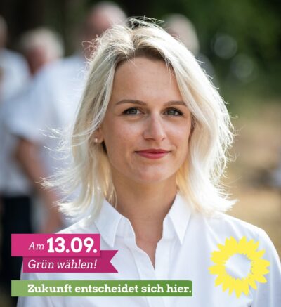 Werbeplakat mit Foto von Fiederike Janitza zur Bürgermeisterwahl 2020 Werbeplakat mit Foto von Fiederike Janitza zur Bürgermeisterwahl 2020