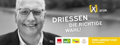 Werbeanzeige Grüne unterstützen Peter Driessen zur Landtagswahl 2020